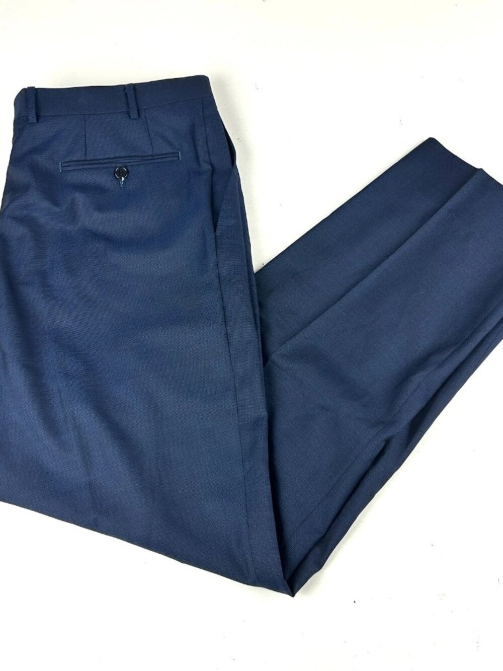 Canali Men's Dress Pants 38 Navy Blue 100% Wool Flat Front Trousers 38x31